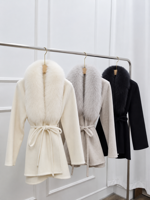 Cashmere Fox Fur Collar Coat