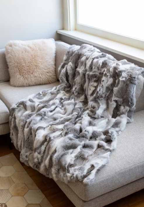 Mixed Rabbit Patchwork Blanket Grey