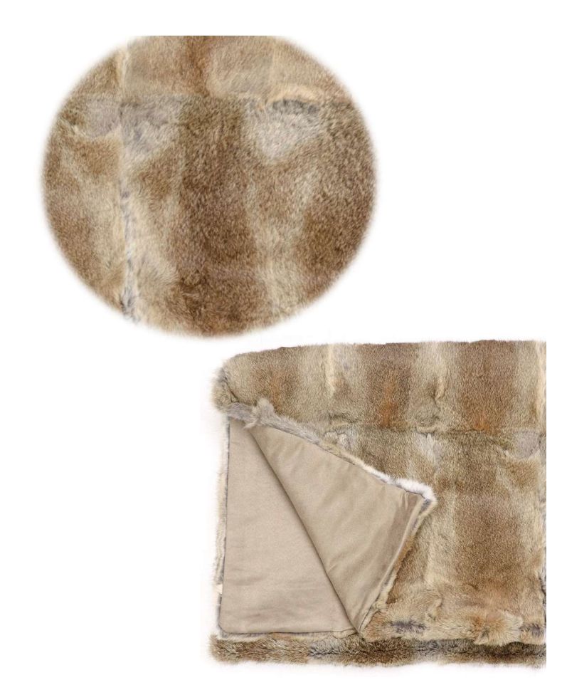 Natural Brown Rabbit Fur Blanket