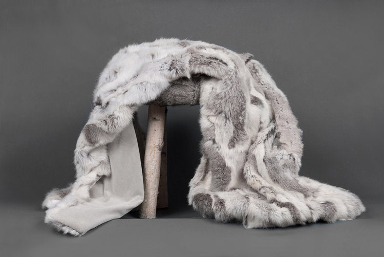 Mixed Rabbit Patchwork Blanket Grey
